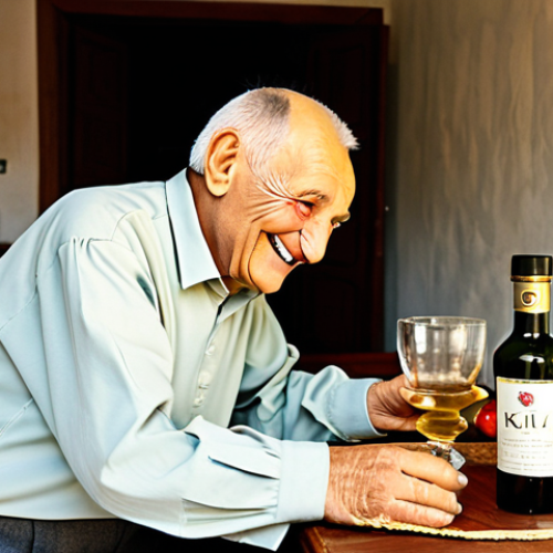 Home 14 Rakija Hospitality**
"A cozy, rustic Serbian home interior. A smiling elderly man, fully clothed in traditional attire, offers a glass of homemade rakija to a guest. The table is set with simple, traditional food. 'Živeli!' inscribed on the rakija bottle. Warm lighting, family-friendly, safe for work, appropriate content, perfect anatomy, natural pose, professional photography, high quality, modest clothing."
**