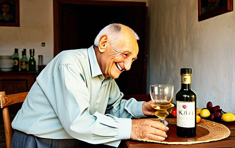 Rakija Hospitality**

"A cozy, rustic Serbian home interior. A smiling elderly man, fully clothed in traditional attire, offers a glass of homemade rakija to a guest. The table is set with simple, traditional food. 'Živeli!' inscribed on the rakija bottle. Warm lighting, family-friendly, safe for work, appropriate content, perfect anatomy, natural pose, professional photography, high quality, modest clothing."

**
