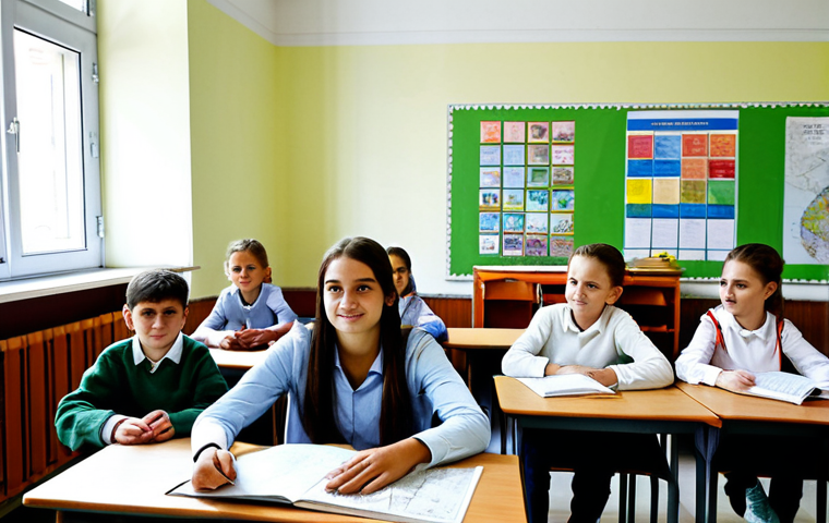 Bilingual Education in Serbia**

"A diverse group of elementary school children, fully clothed in casual and modest clothing, participating in a bilingual class in a bright and modern classroom in Serbia. Some children are of Hungarian descent, others Serbian, working together on a project. The classroom features colorful posters and maps highlighting both Serbian and Hungarian culture. Safe for work, appropriate content, perfect anatomy, natural proportions, professional educational photography, high quality."

**