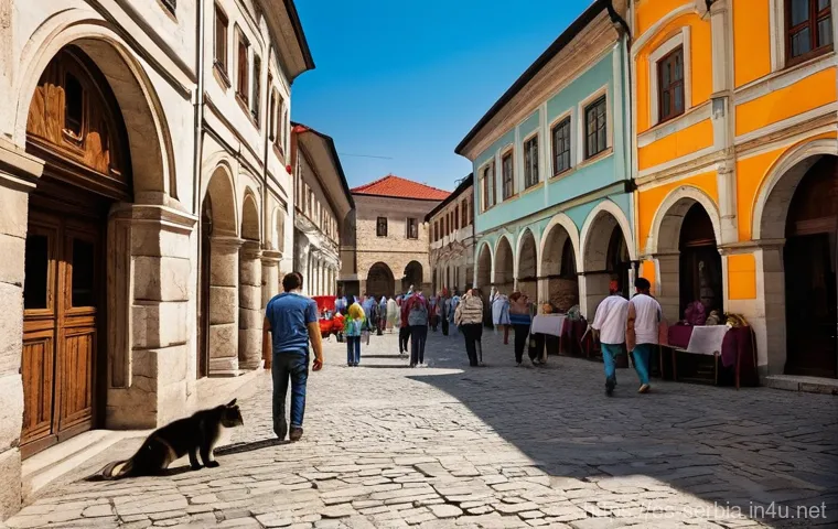 세르비아의 오스만 지배 시대 - **Prompt:** A dignified Serbian gusle player, a wise elderly man with a long white beard, sits by a ...