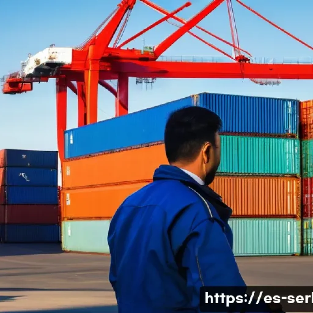 세르비아 내 국제 범죄 이슈 - **Prompt:** A dynamic, high-angle shot capturing a bustling, modern European cargo port at sunrise. ...