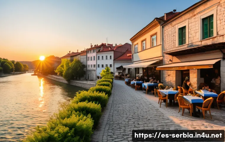 세르비아에서 숙박 추천 지역 - A vibrant street scene in Stari Grad, Belgrade, showcasing historic cobblestone streets lined with t...