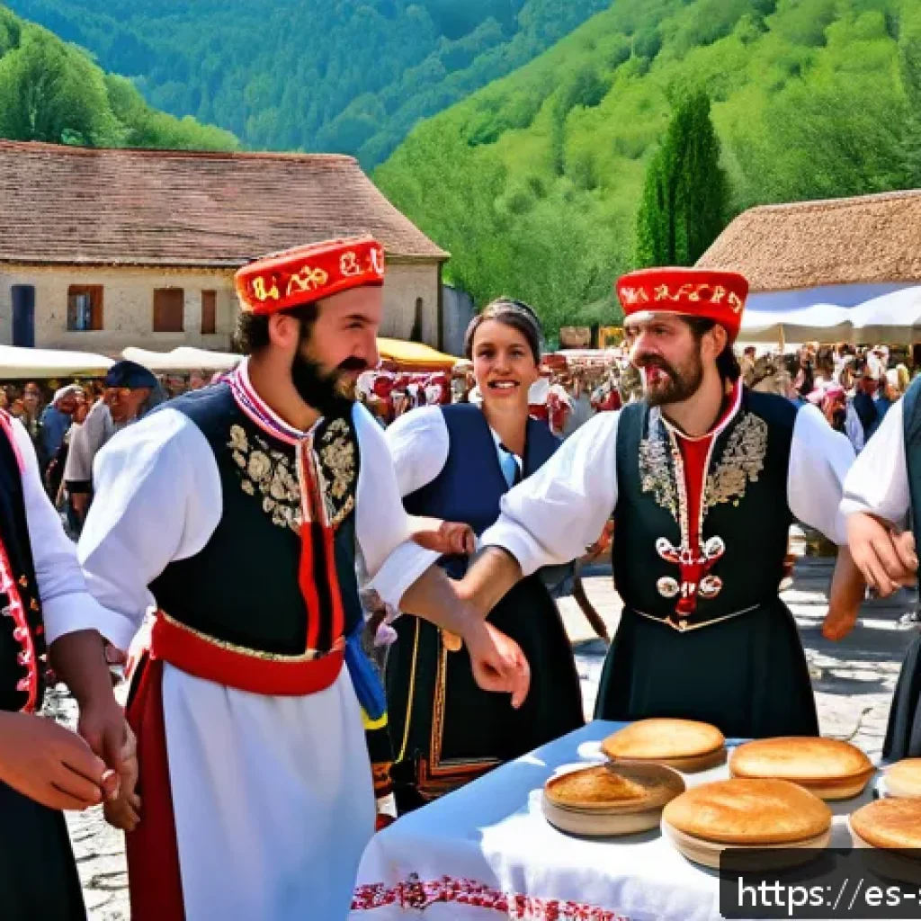 세르비아 주요 관광지 - A vibrant Serbian village festival celebrating St. George&rsquo;s Day, featuring traditionally dressed loc...