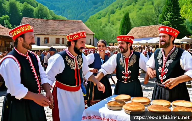 세르비아 주요 관광지 - A vibrant Serbian village festival celebrating St. George&rsquo;s Day, featuring traditionally dressed loc...