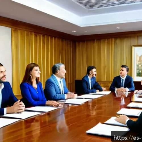 세르비아에서 실례가 되는 행동 - A professional business meeting scene in Serbia, featuring well-dressed men and women in elegant but...
