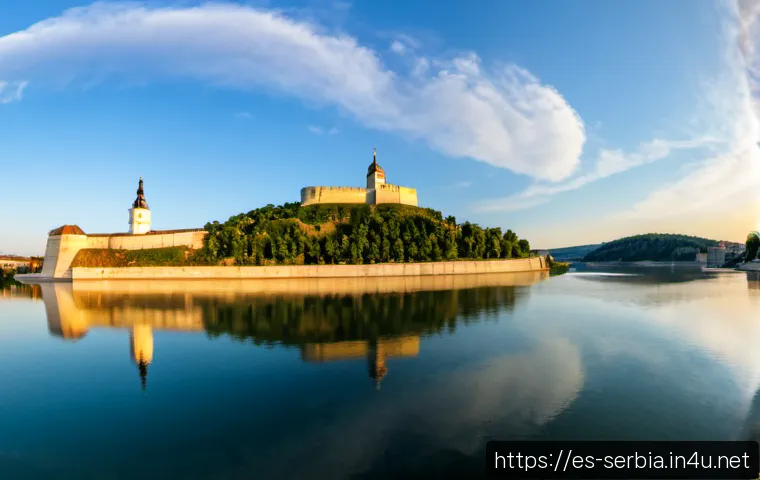 노비사드 페트로바라딘 요새 - Photorealistic panoramic view of Petrovaradin Fortress in Novi Sad, Serbia, from across the Danube R...